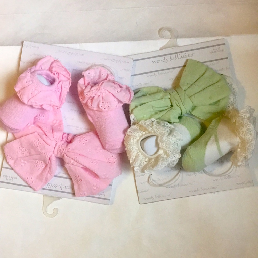 Two baby headband & sock sets